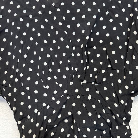 Urban Outfitters Black & White‎ Boho Polka Dot Print Button Back Blouse Size M - Picture 2 of 7
